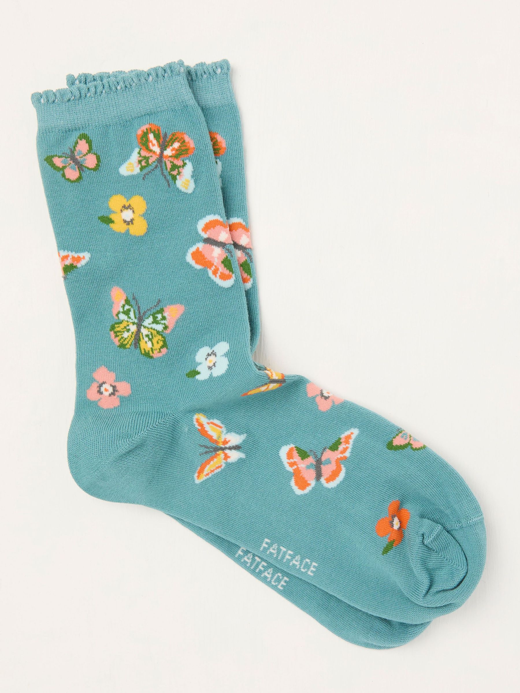Teal Blue Butterfly Socks (AC5386) | €9.50