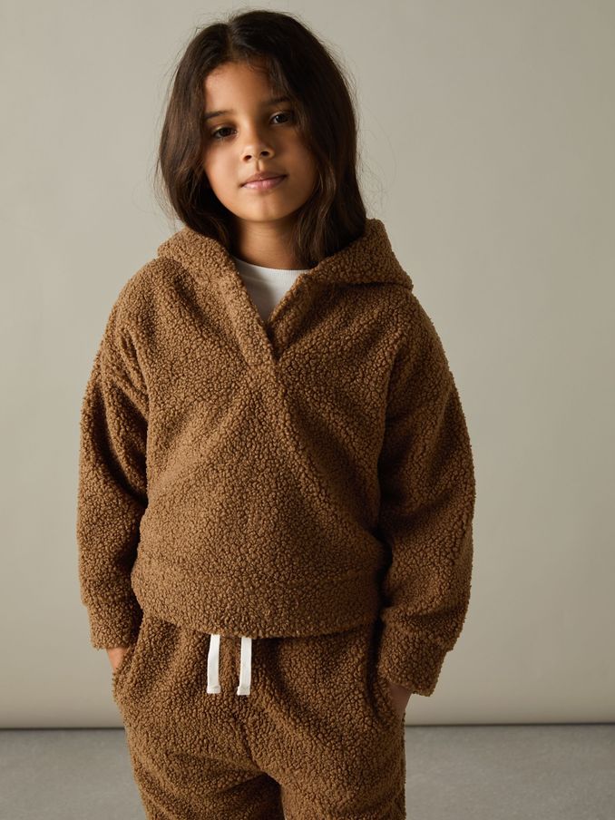 9-13 yrs Borg Hoodie And Joggers Set in Brown (AC6802) | €95