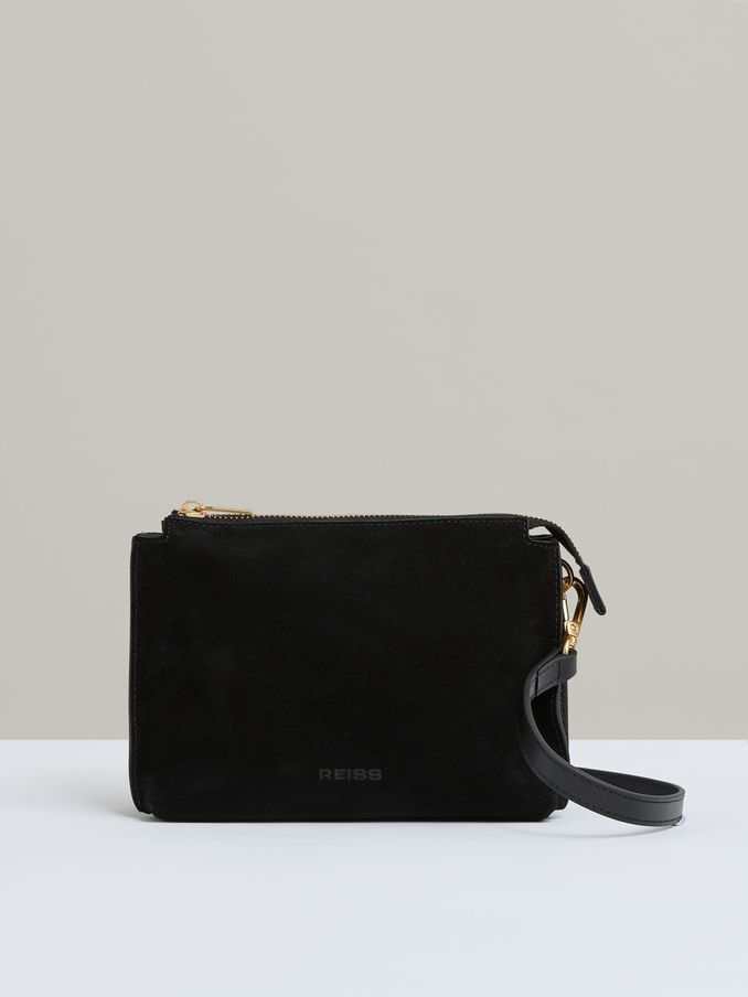 Leather And Suede Crossbody Bag in Black (AC6821) | US$240