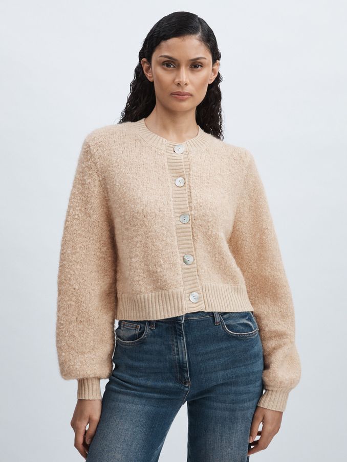 Crush Collection Bouclé Cardigan in Buttercup (AC6826) | US$245