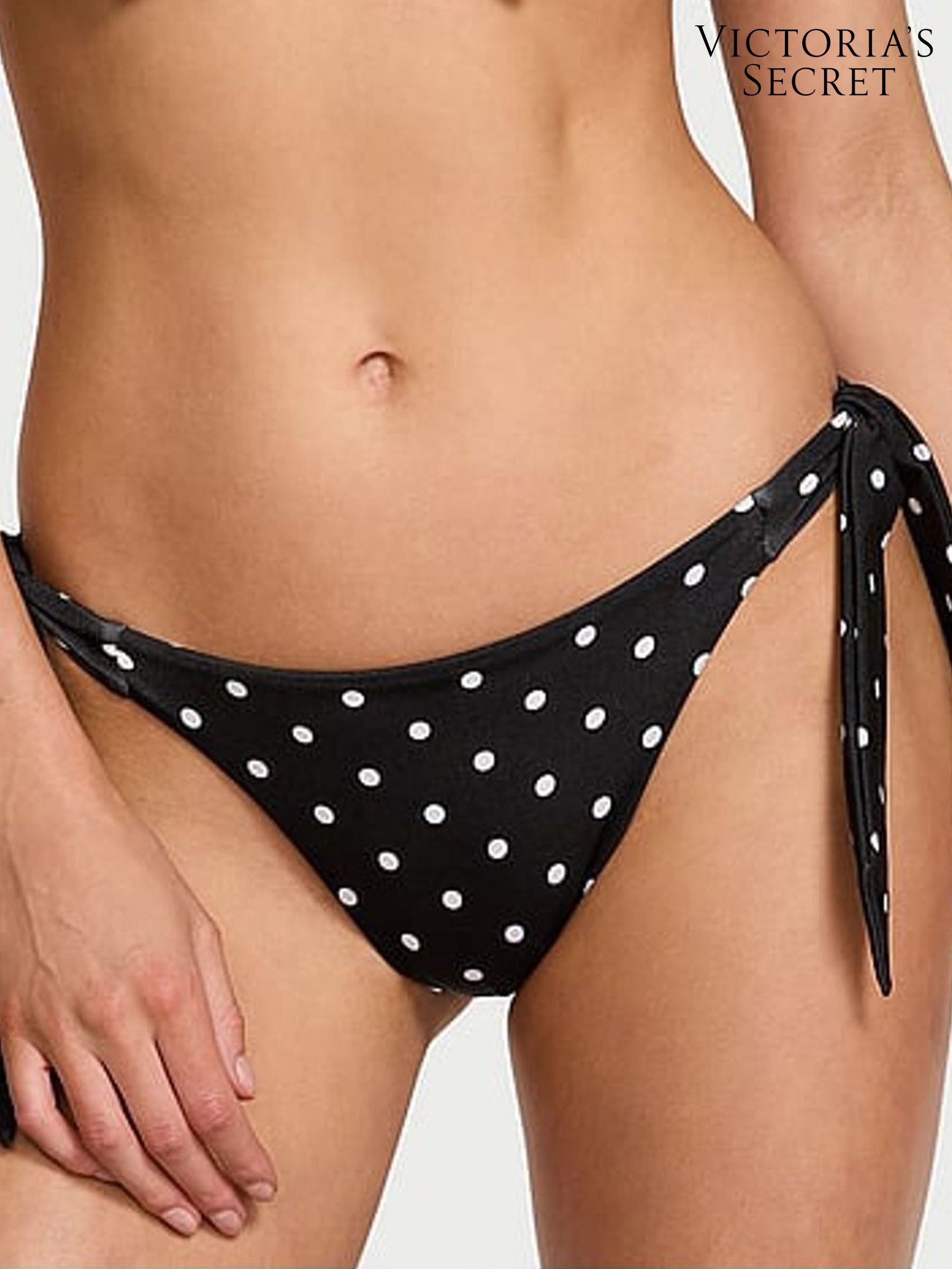 Black And White Dot Tie Side Bikini Bottoms (AC7491) | €52