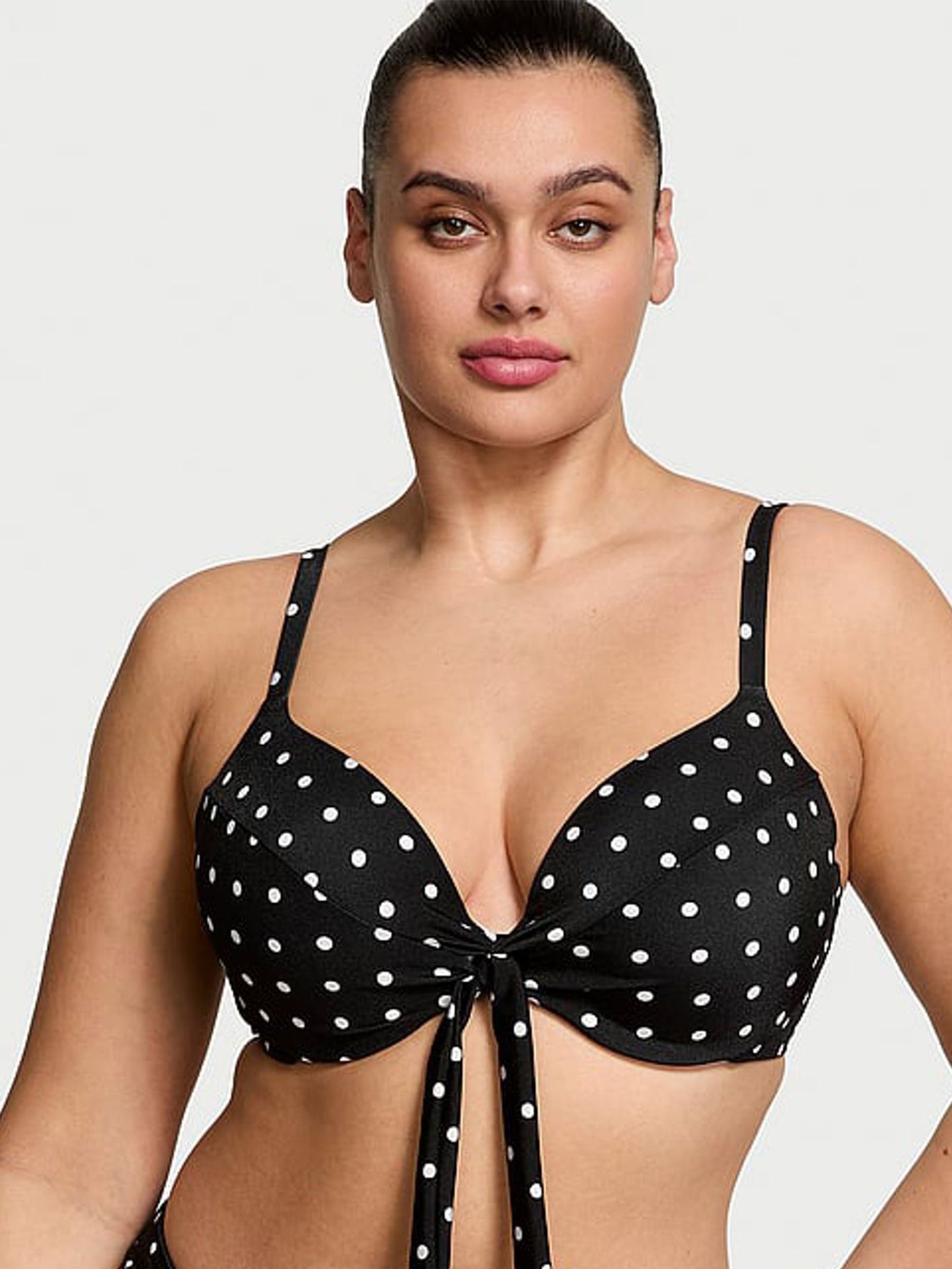 Black And White Dot Push Up Bow Bikini Top (AC7518) | €56