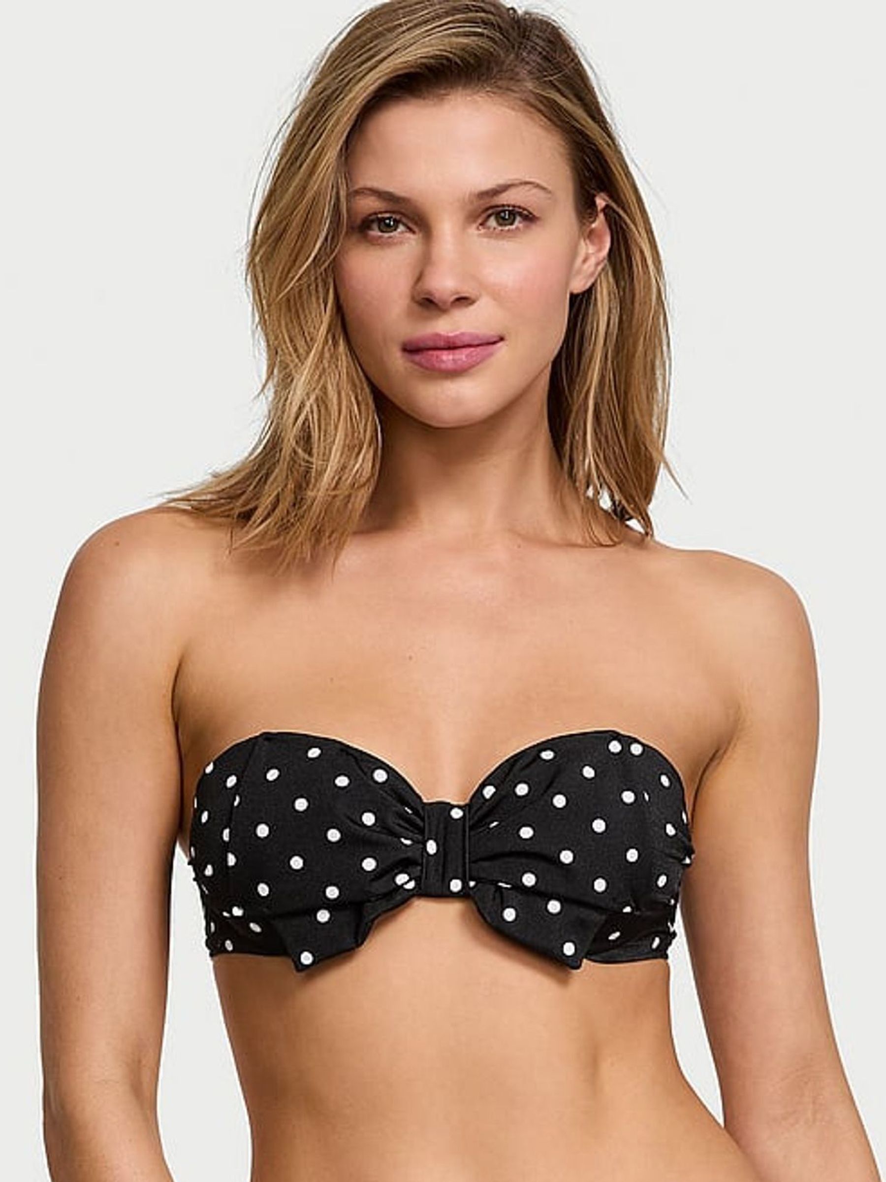 Black And White Dot Strapless Bow Bikini Top (AC7519) | €56