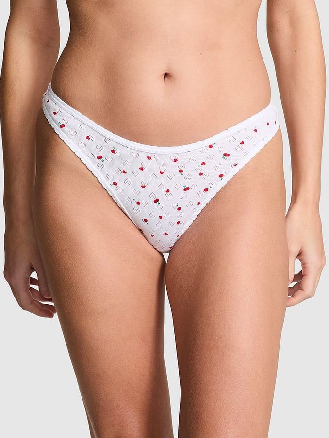 White Cherry Thong Cotton Knickers (AC7527) | €10.50