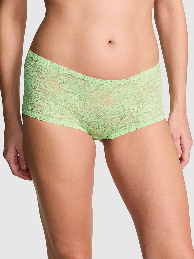 Pale Petal Green Short Floral Lace Knickers (AC7533) | €10.50