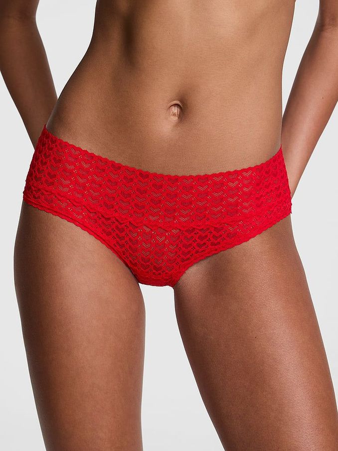 Bright Vermillion Red Hipster Heart Lace Knickers (AC7547) | €10.50