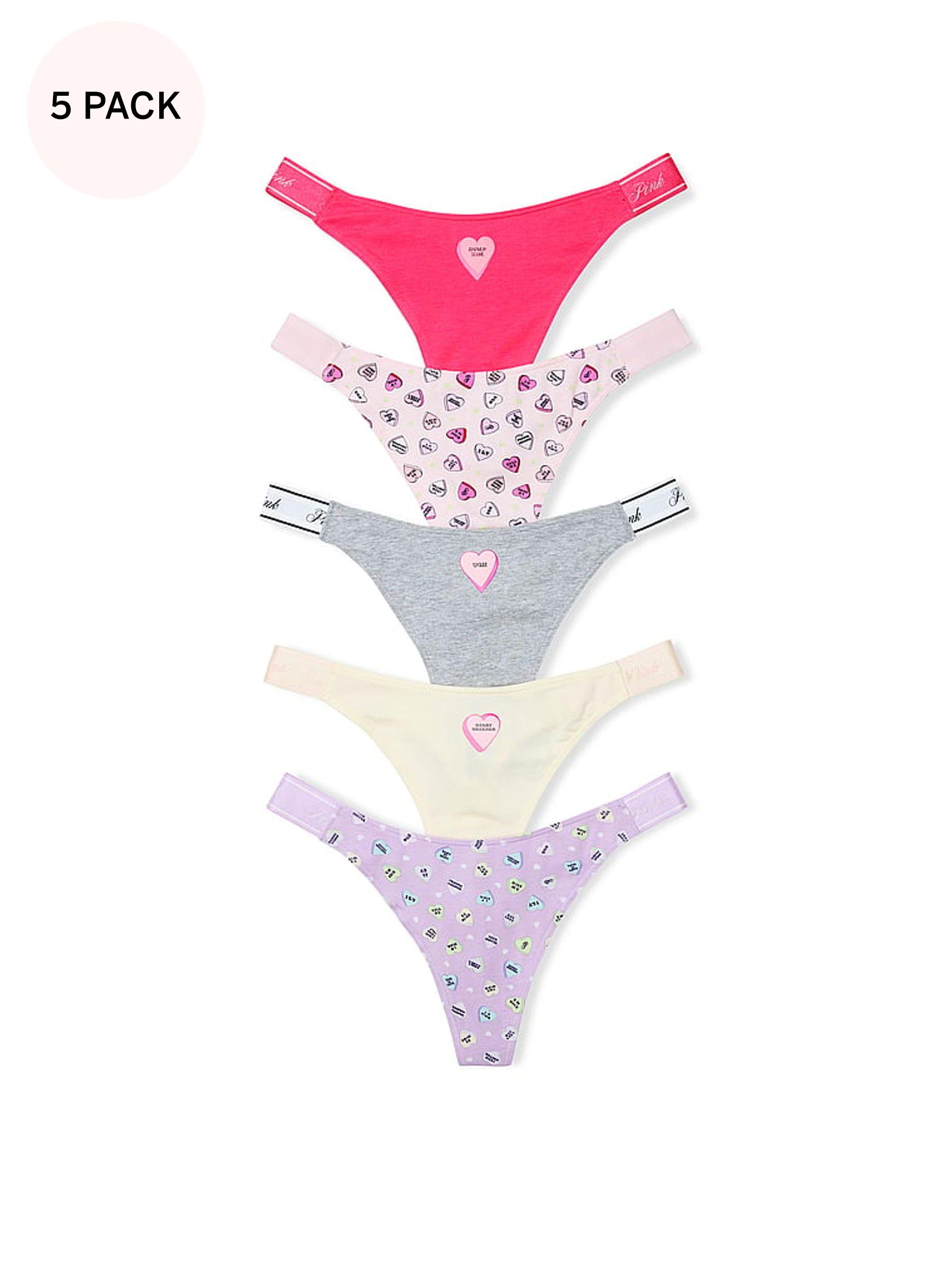 Pink/Grey/Yellow/Purple Thong 5 Pack Knickers (AC7563) | €31