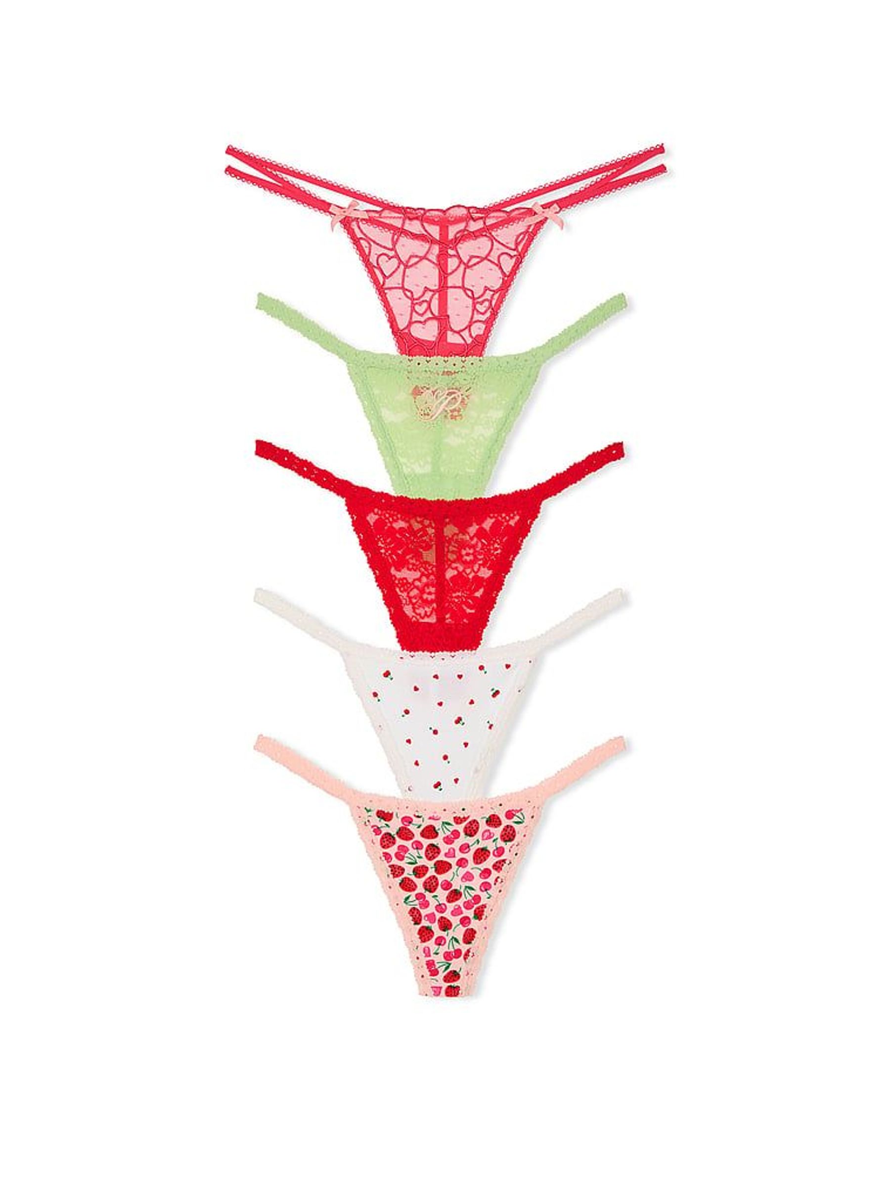 Red/Green/White/Pink 5 Pack Lace Knickers (AC8997) | €31