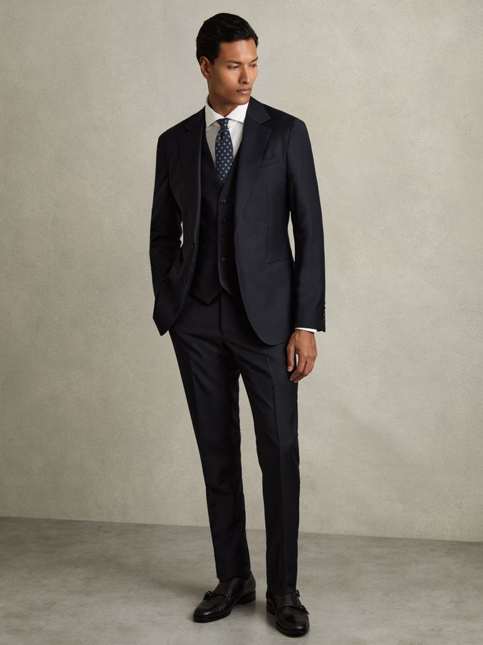Slim-Fit Wool Suit Waistcoat in Navy (AC9316) | US$190