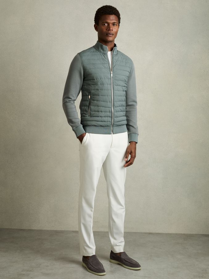 Hybrid Quilt and Interlock Jersey Zip-Through Jacket in Teal Green (AC9322) | HK$1,136