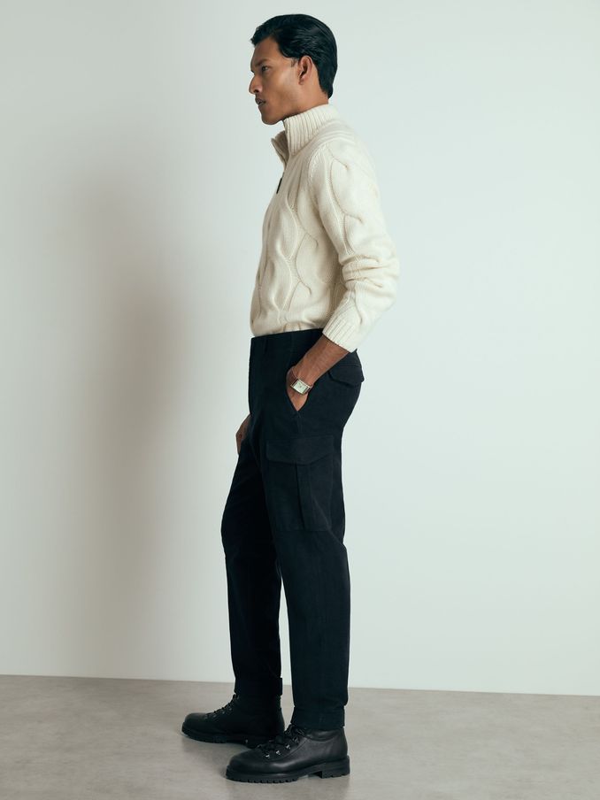 Atelier Cotton-Moleskin Cargo Trousers in Navy (AC9342) | US$198
