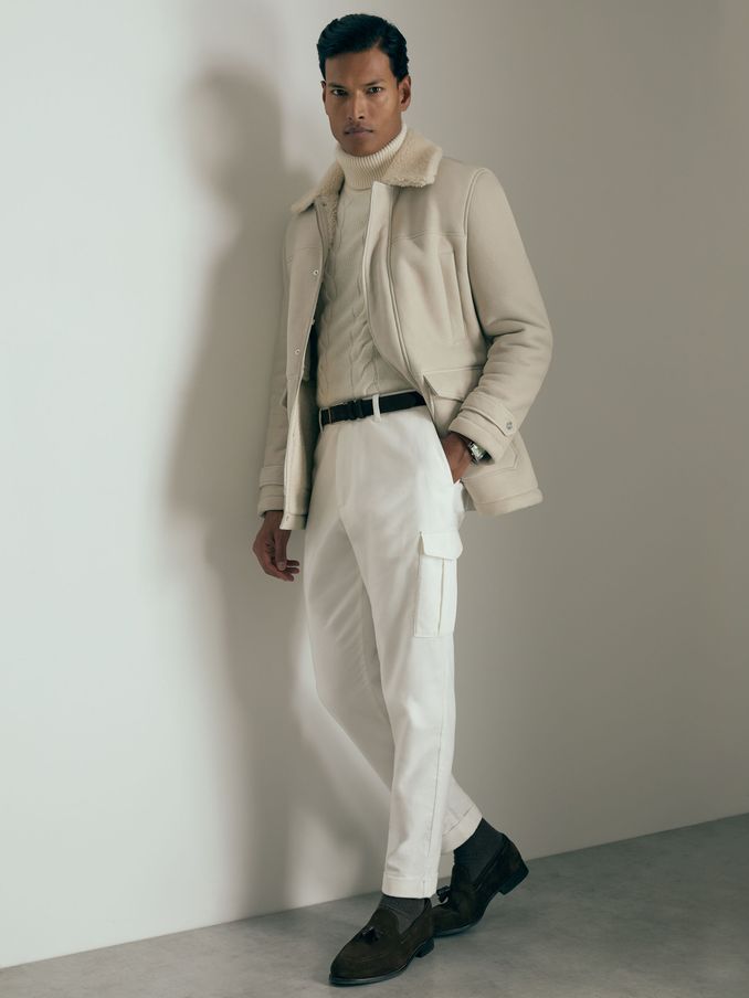 Atelier Cotton-Moleskin Cargo Trousers in White (AC9348) | US$230