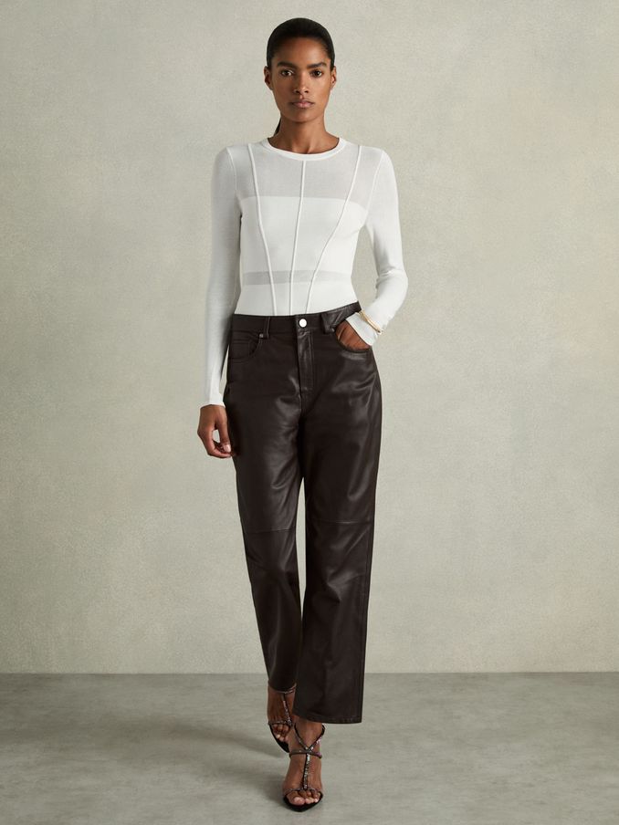 Seamed Crew-Neck Jumper in White (AD1054) | €67