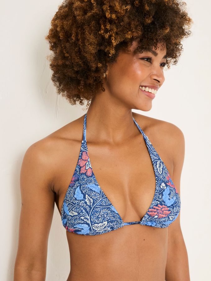 Maci Dark Blue Triangle Detail Floral Bikini Top (AD3778) | €38.50