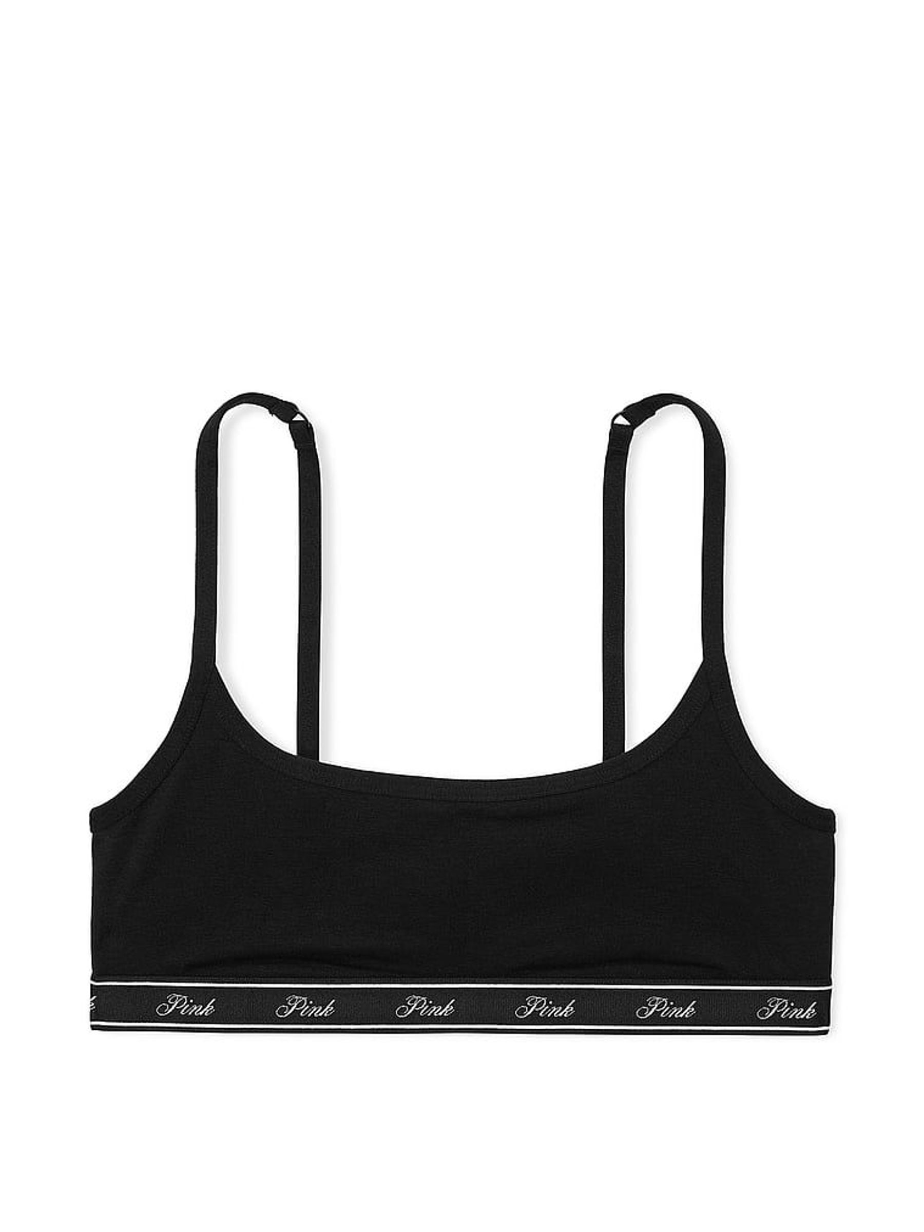 Black Cotton Logo Skinny Scoop Bralette (AD4225) | €22
