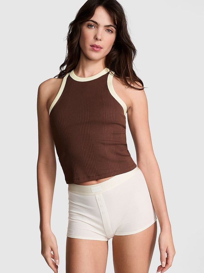 Ganache Brown Rib Tank Top (AD4236) | €22