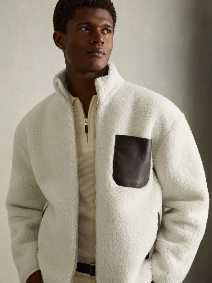 Fleece Zip-Through Jacket in Ecru (AD4465) | US$142