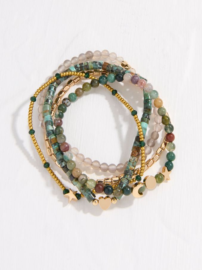 Green Stretch Stack Bracelet (AD4927) | €19