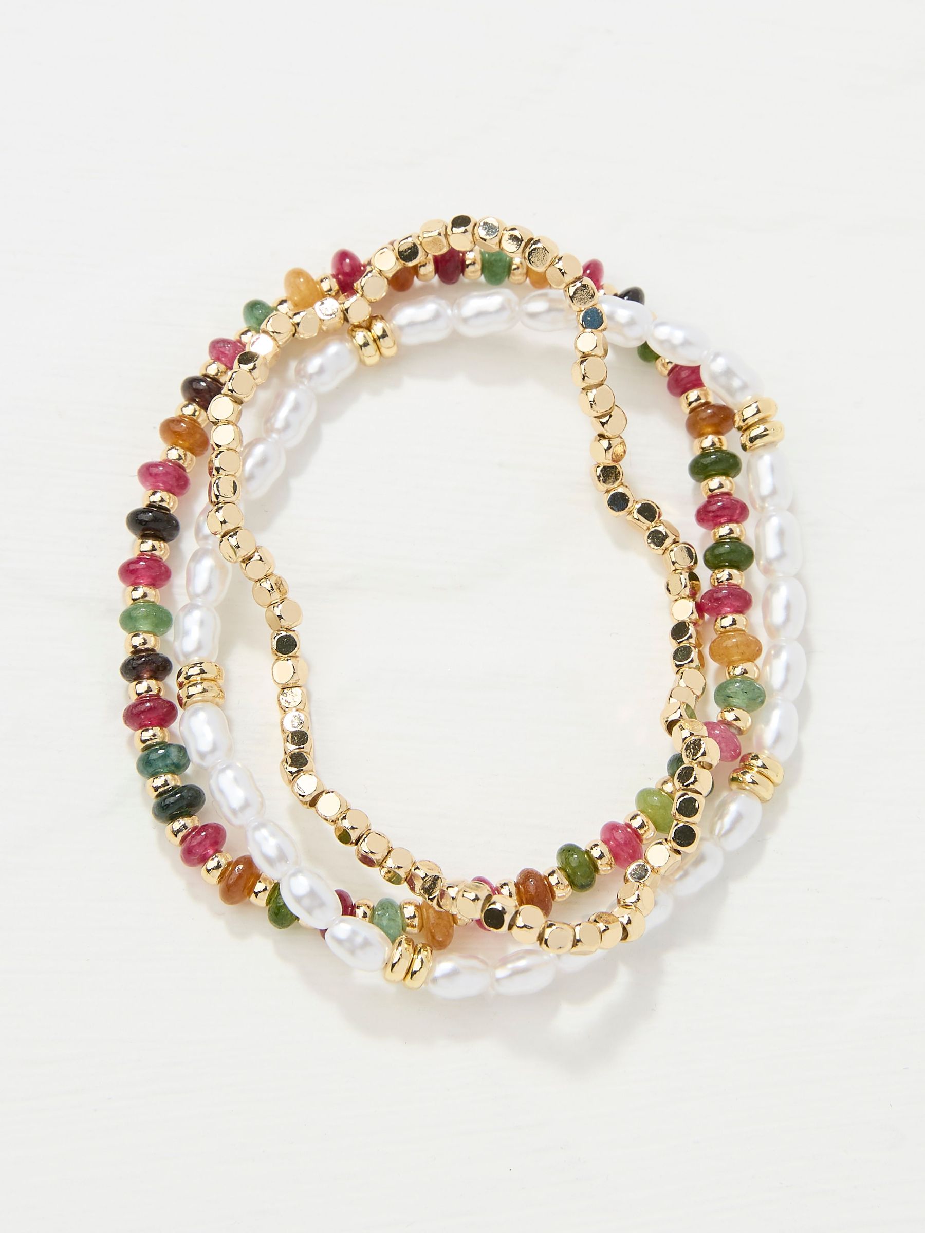Multi Semi Precious Stone Stretch Bracelet Stack (AD4937) | €19