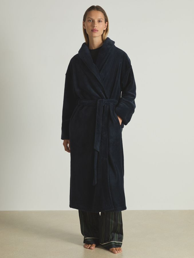Fleece Dressing Gown in Navy (AD5003) | €53