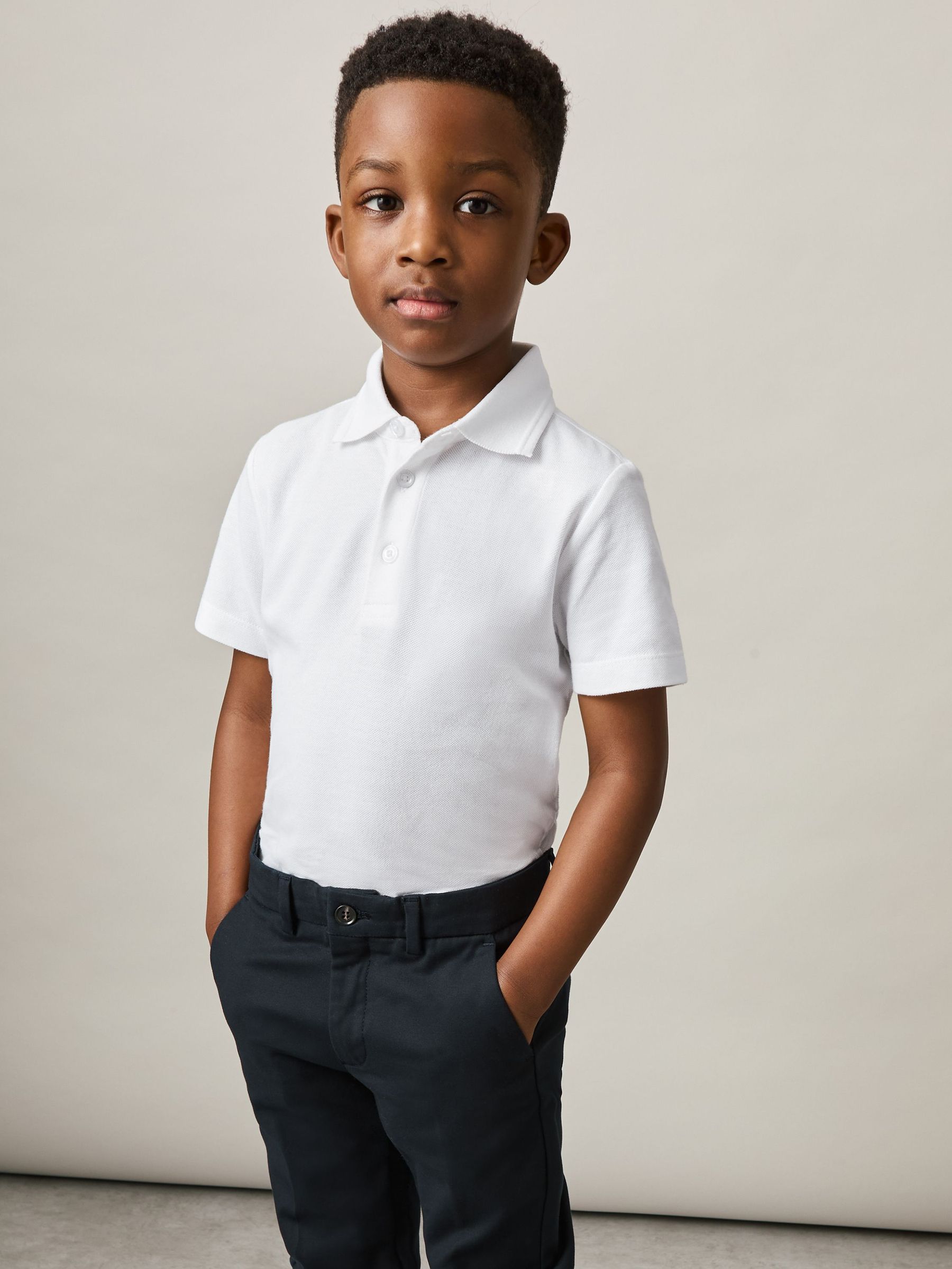 3-9 yrs 2 Pack Cotton Piqué Polo Shirts in White (AD5005) | €35