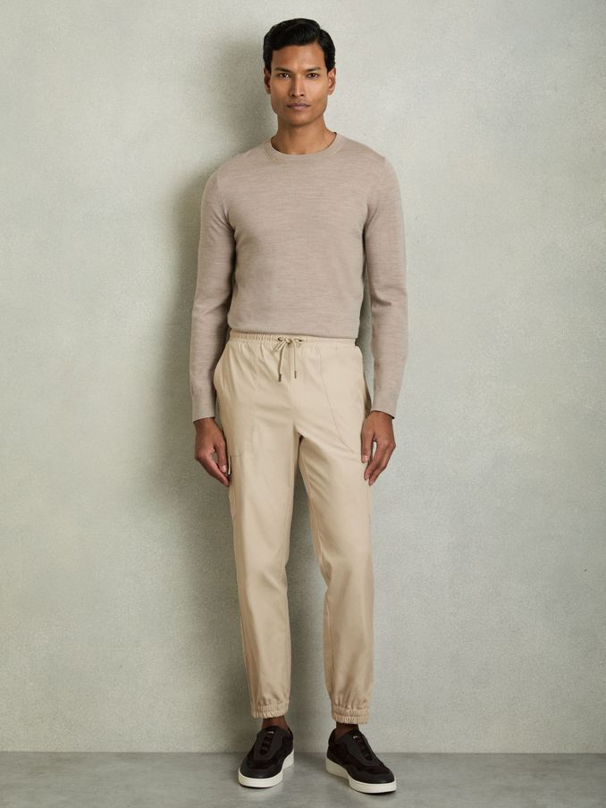 Technical Cargo Drawstring Trousers in Stone (AD5013) | $137