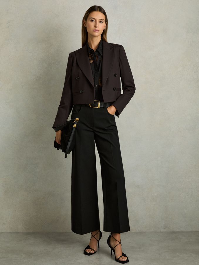 Twill Culotte Trousers in Black (AD5018) | CHF 113