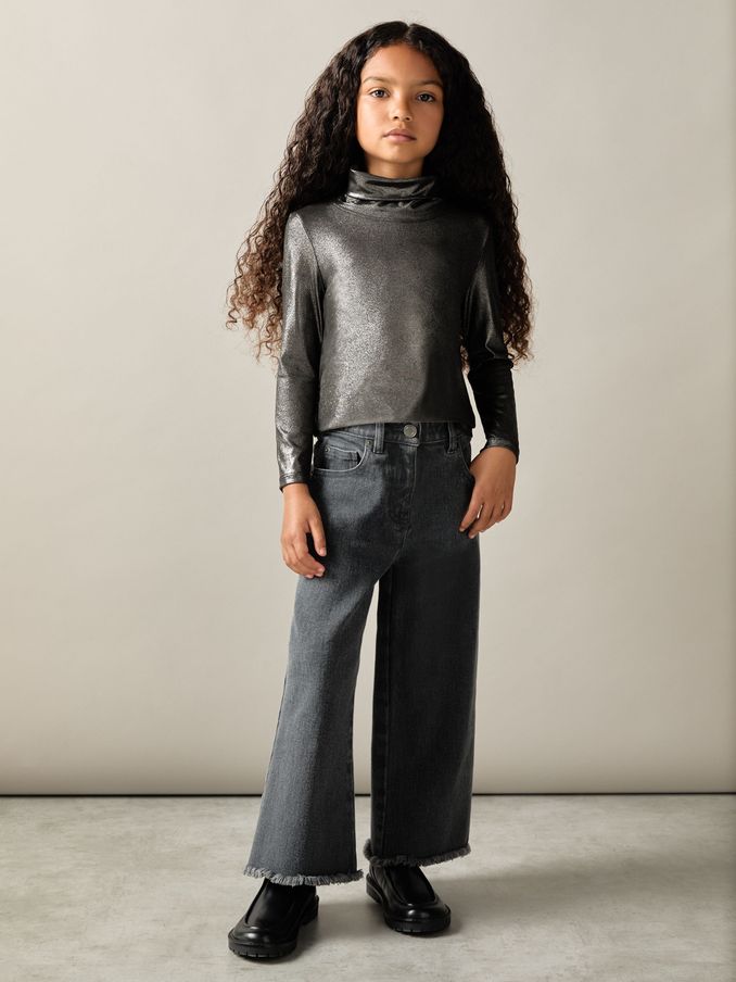 4-9 yrs Metallic-Thread Roll-Neck Top in Silver (AD5025) | HK$130
