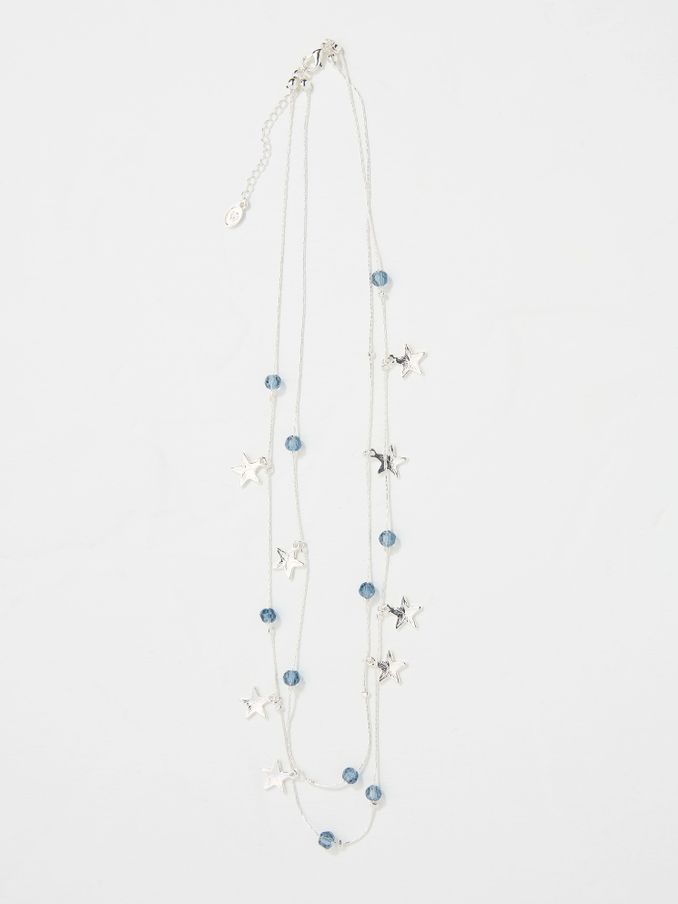 Silver Tone Star Beaded Layered Necklace (AD5266) | €21.50