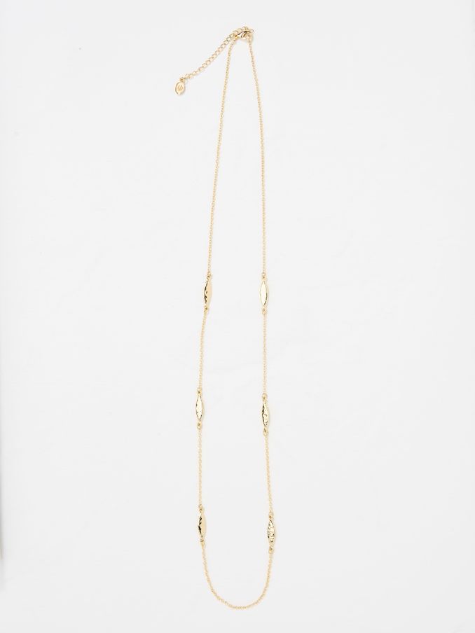 Gold Tone Hammered Oval Long Necklace (AD5269) | €21.50
