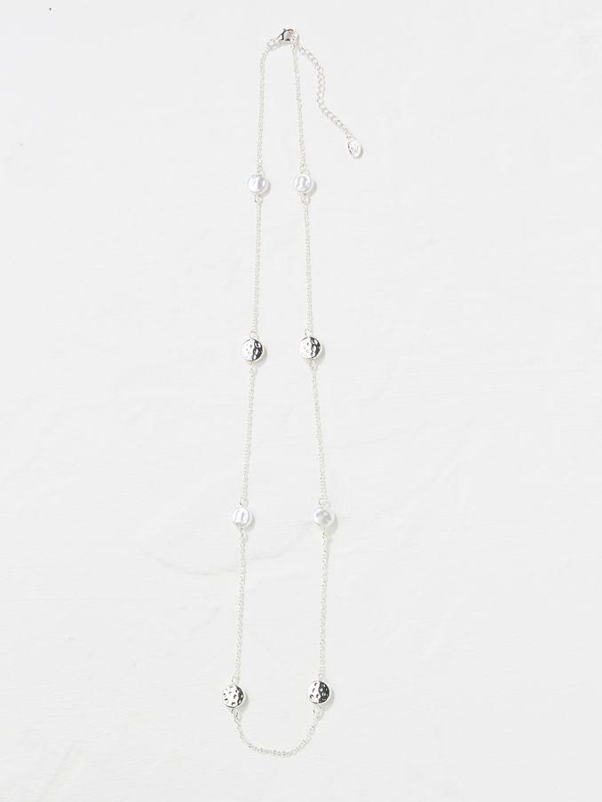 Silver Tone Hammered Disc Necklace (AD5270) | €21.50