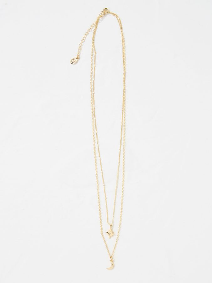 Gold Tone Star and Moon Layered Necklace (AD5274) | €21.50