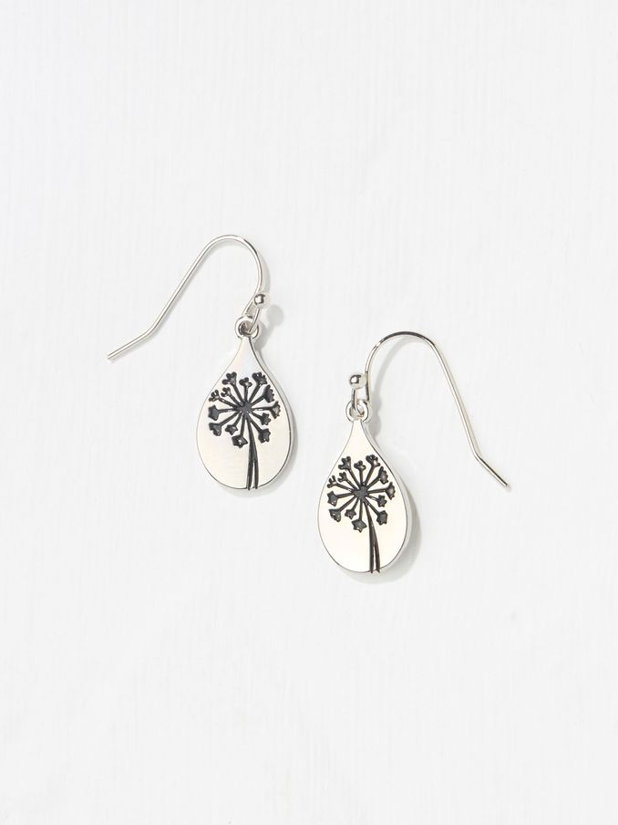 Silver Tone Flower Embossed Drop Earrings (AD5298) | €16.50