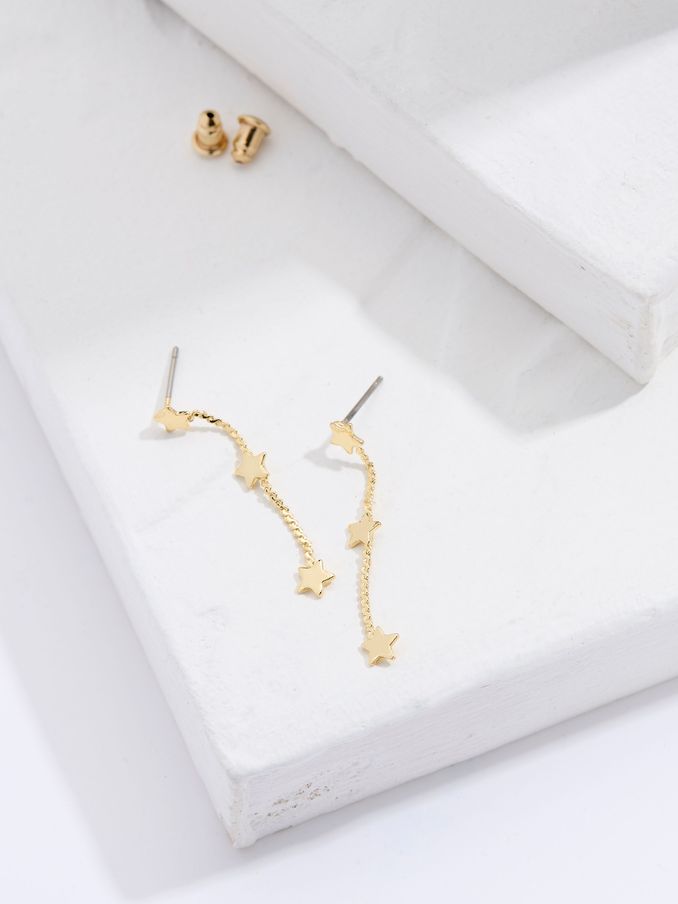 Gold Tone Triple Star Chain Earrings (AD5300) | €16.50