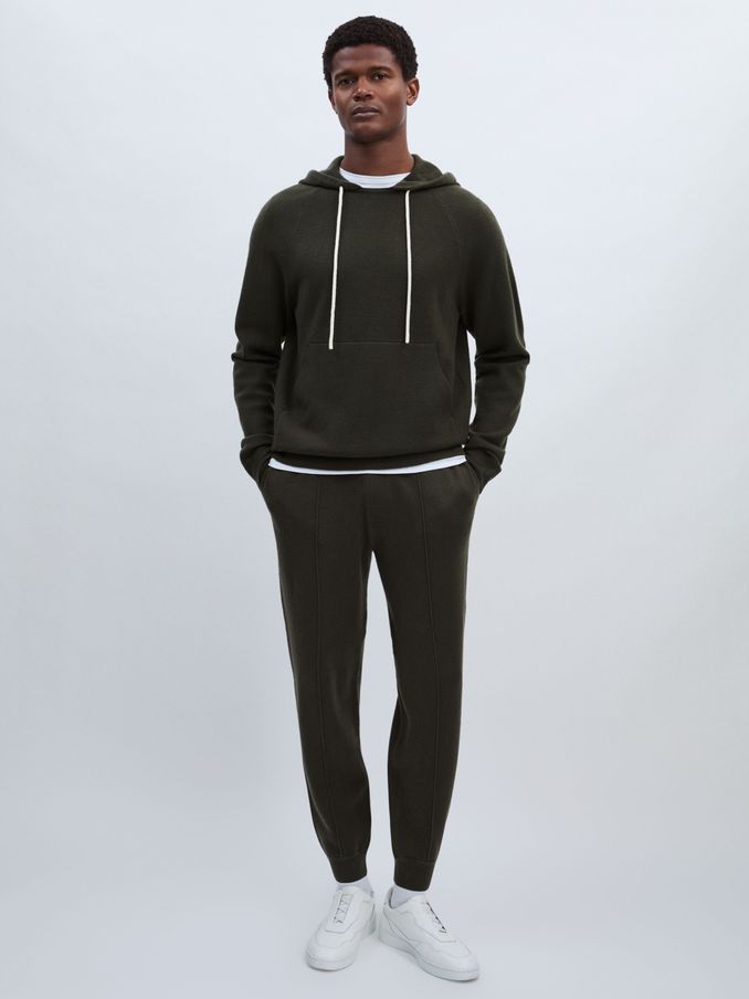 Paige Compact-Knit Drawstring Trousers in Khaki (AD6369) | US$233