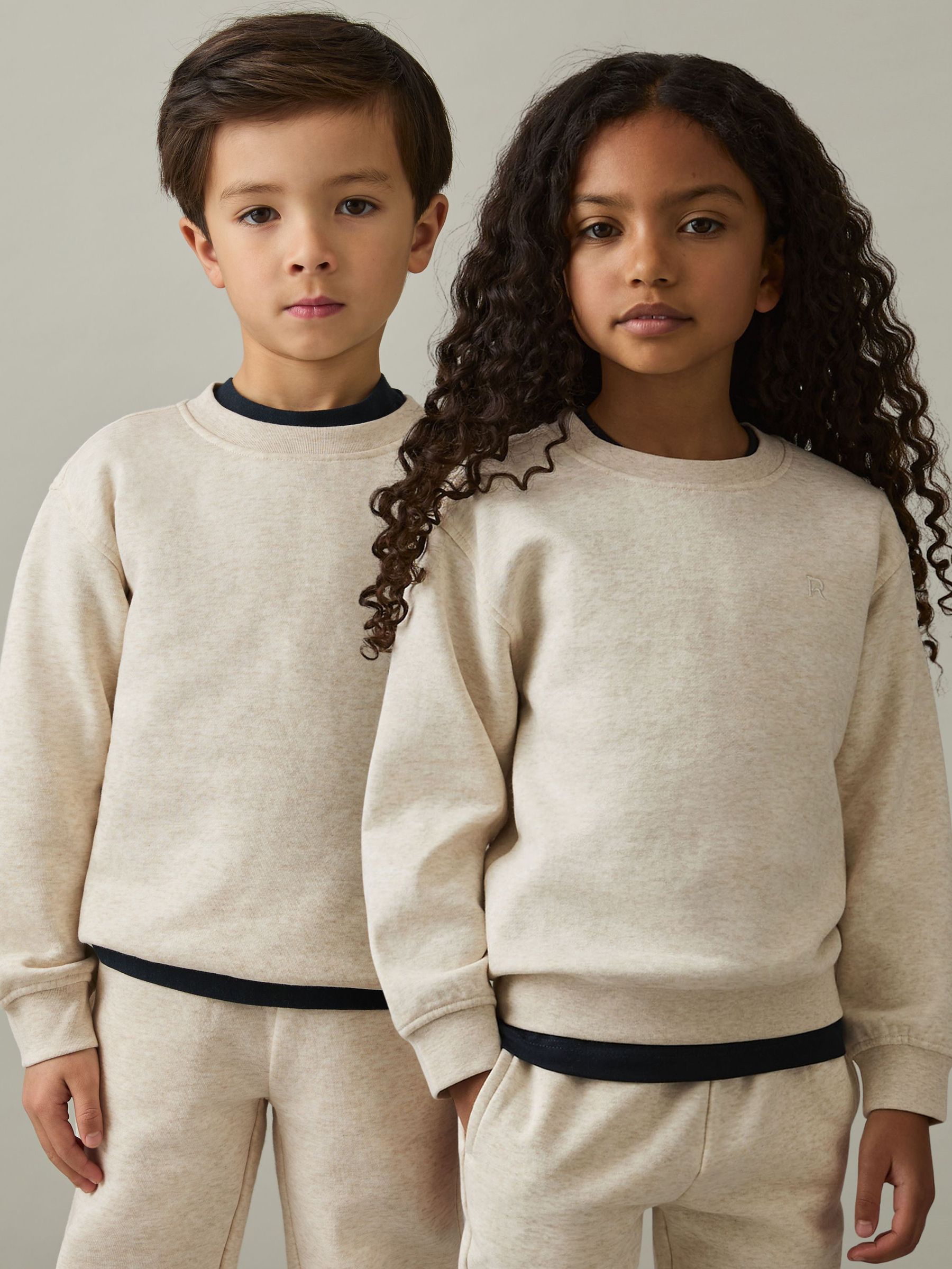 3-9 yrs Cotton-Blend Sweatshirt and Joggers Set in Ivory Marl (AD6372) | US$45