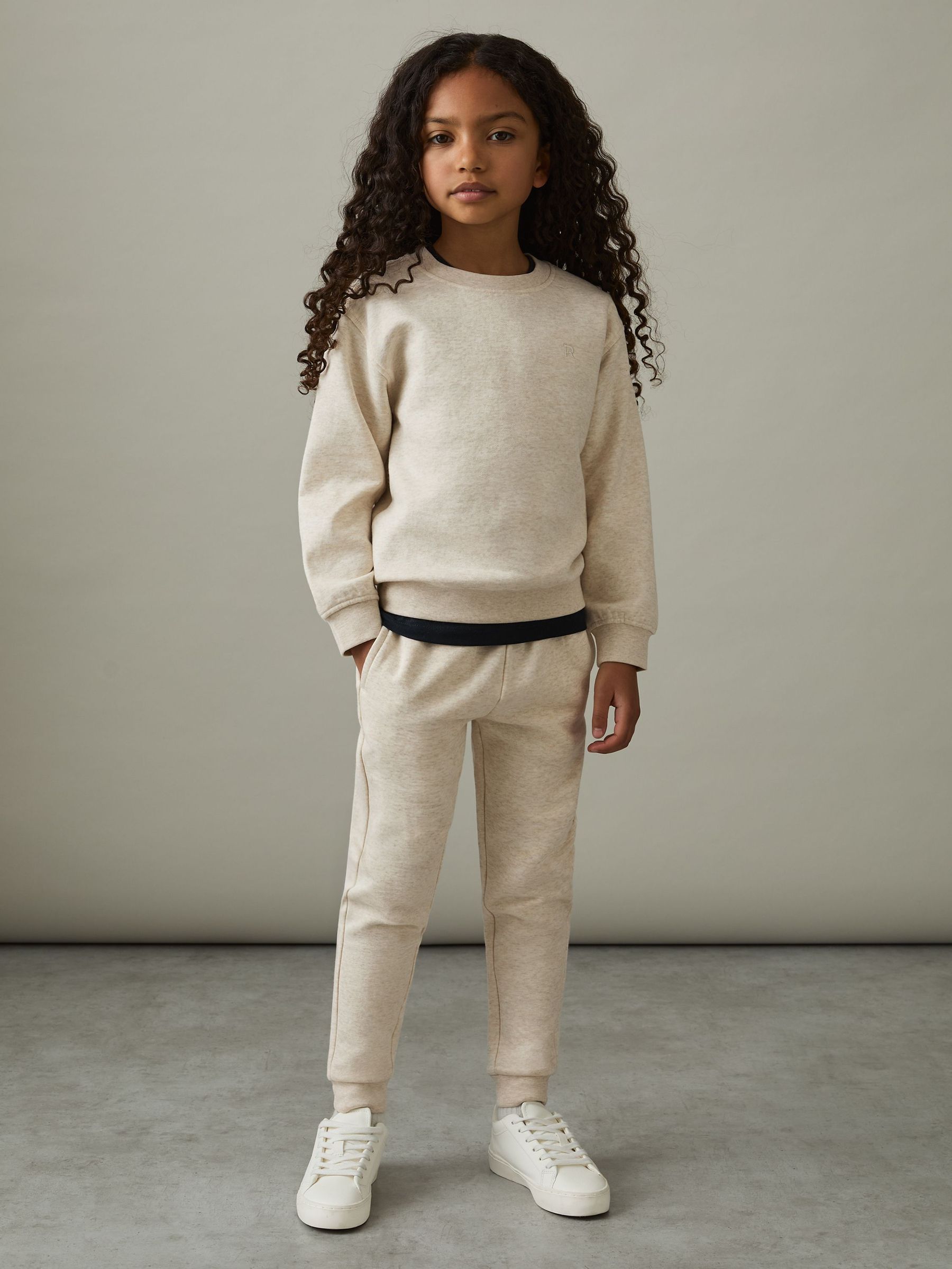 9-13 yrs Cotton-Blend Sweatshirt and Joggers Set in Ivory Marl (AD6386) | €40