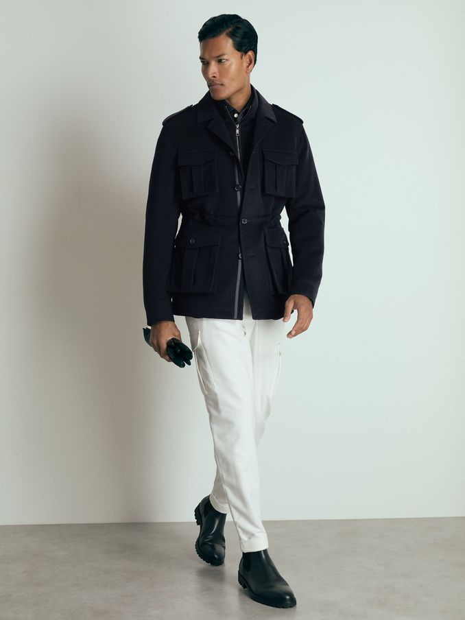 Atelier Felted-Cashmere Field Jacket in Navy (AD6388) | €684