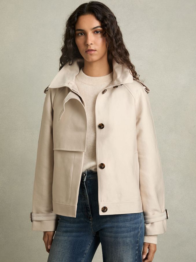 Short Trench Coat With Cotton in Neutral (AD6392) | €360