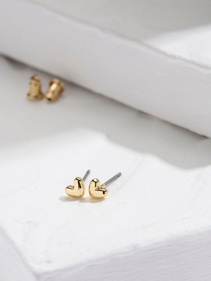 Gold Tone Heart Stud Earrings (AD6856) | €13.50