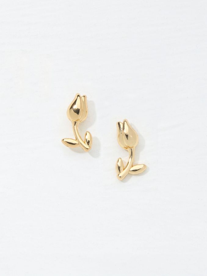 Gold Tone Tulip Stud Earrings (AD6859) | €11