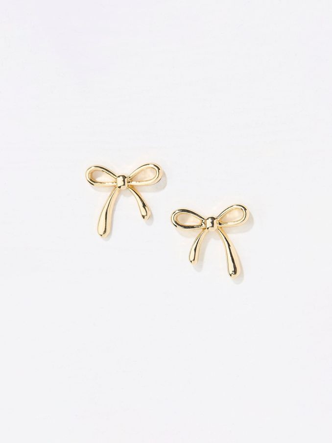 Gold Tone Bow Stud Earrings (AD6863) | €11