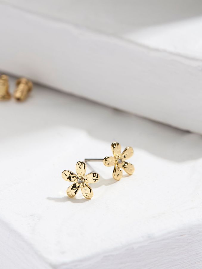 Gold Tone Flower Stud Earrings (AD6869) | €11