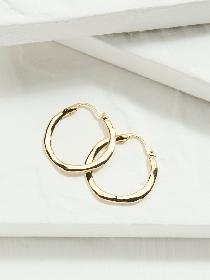 Gold Tone Hammered Hoop Earrings (AD6893) | €16.50