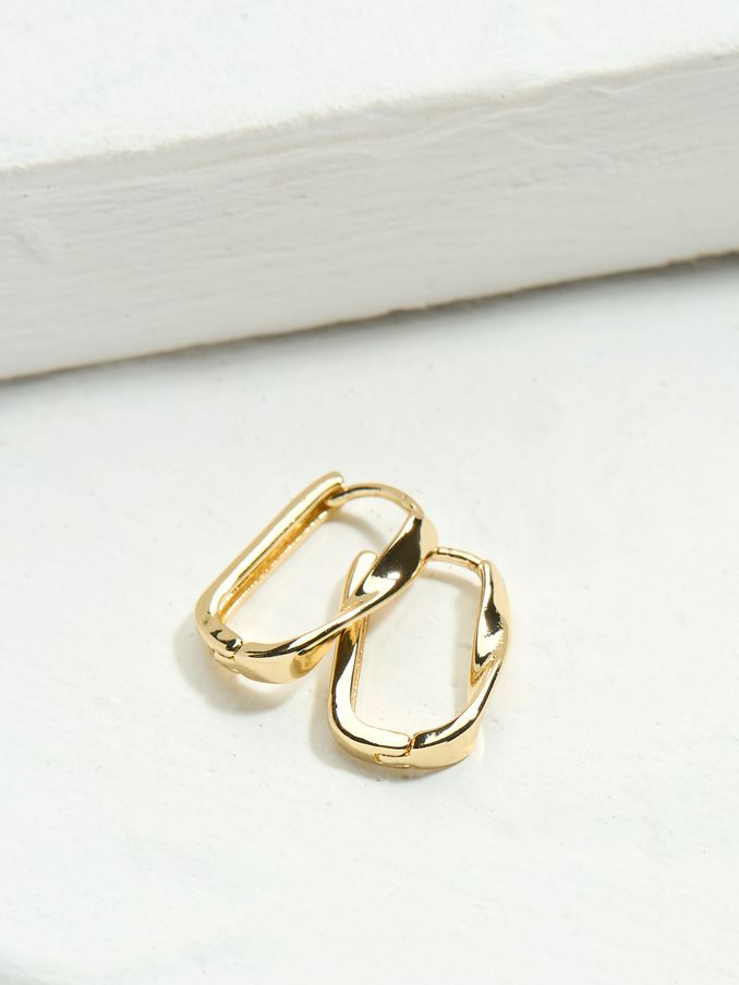 Gold Tone Twist Oval Hoop Earrings (AD6895) | €13.50