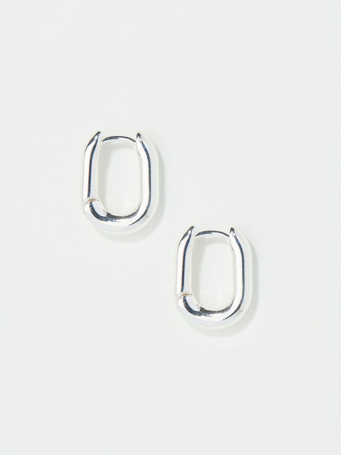 Silver Tone Oval Huggie Hoop Earrings (AD6901) | €13.50