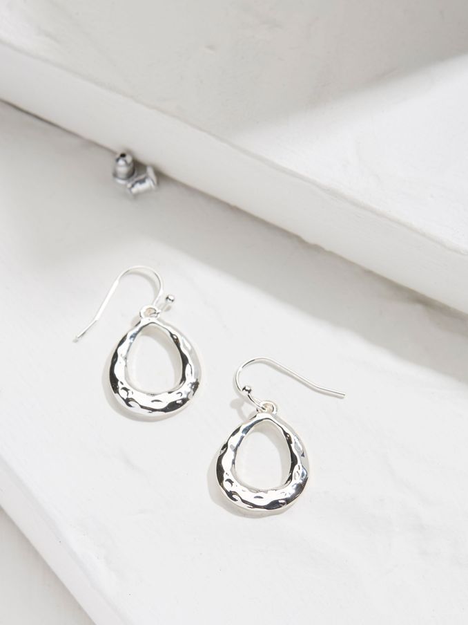 Silver Tone Hammered Drop Earrings (AD7170) | €16.50
