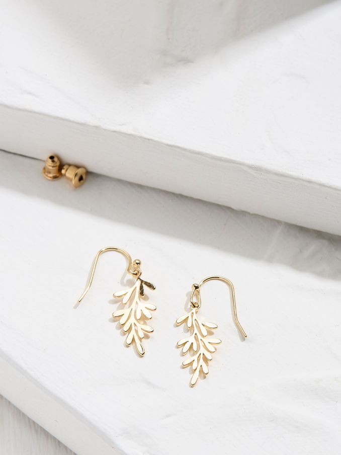 Gold Tone Leaf Drop Earrings (AD7174) | €13.50