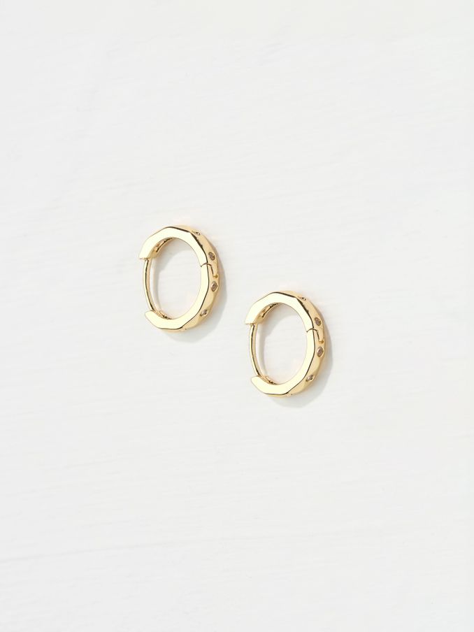 Gold Tone Gem Huggie Hoops Earrings (AD7177) | €16.50