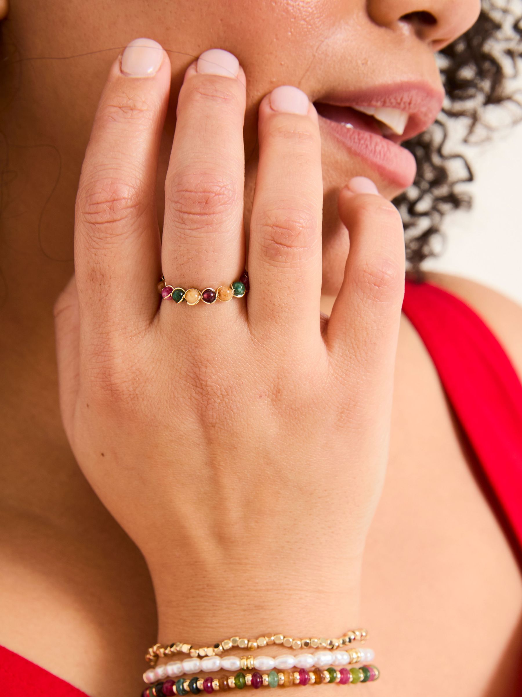 Multi Semi Precious Stone Adjustable Ring (AD7180) | €13.50